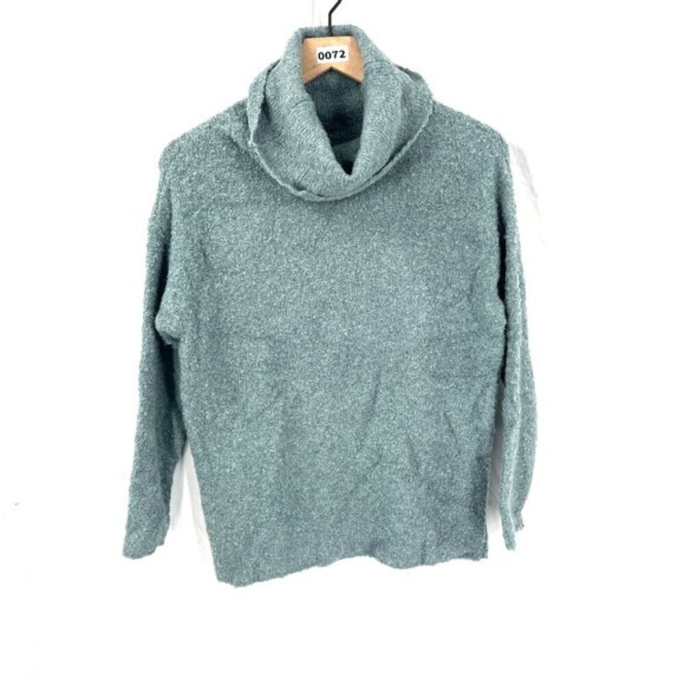 New Catherine Malandrino cowl neck pullover alpaca blend sweater blue stretch XS